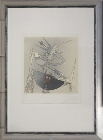 Wifredo Lam "Composition" 
acquaforte e acquatinta a colori - prova d'artista
la