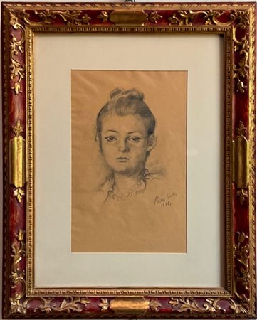 Primo Conti "Ritratto di ragazza" 1946
matita su carta
cm 26x16
firmato e datato