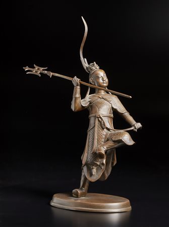  Arte Cinese - Figura di guerriero in bronzo 
Cina, dinastia Qing, XVIII secolo .