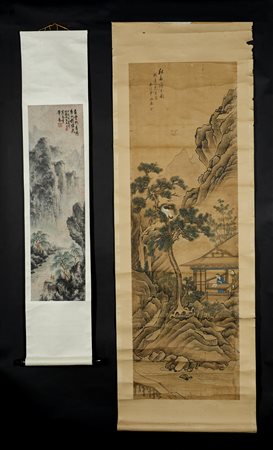  Arte Cinese - Due rotoli verticali con paesaggi
Cina, dinastia Qing, XIX secolo .