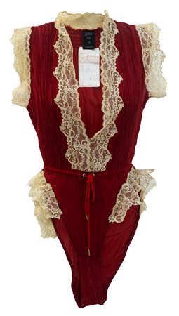 Jean Paul Gaultier BODY COUTURE Description: Purple red rayon georgette body...