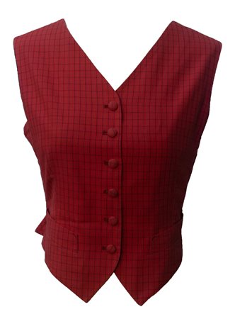 Jean Paul Gaultier TATTERSALL WAISTCOAT Description:Red tattersall fabric for...