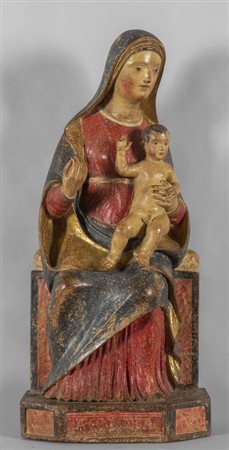 Madonna con Bambino in trono, scultura in legno 