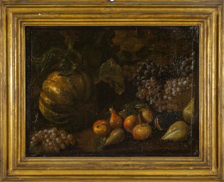 Scuola romana sec.XVII "Natura morta con melone, 