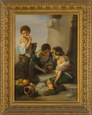 "Il gioco dei dadi" olio, copia da Alessandro 