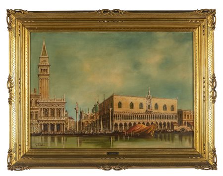 G.Vitali<br>Veduta di Piazza San Marco<br>olio    