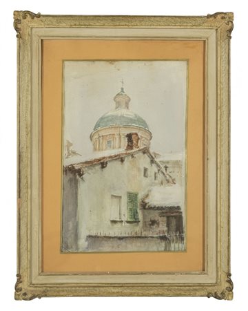 F.Resecco<br>Chiesa di campagna<br>acquarello    