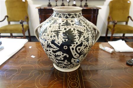 Grande vaso in ceramica Cantagallo decorato con 