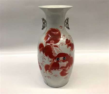 Cina vaso in porcellana decoro arancione<br>cm.x 