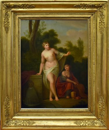 olio su tavola raff.Venere al pozzo 