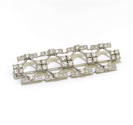 spilla in oro bianco e diamanti 2,95 ct circa, 