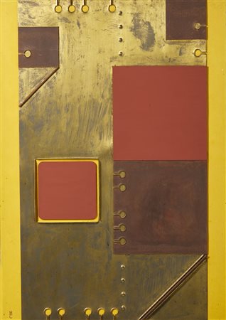 CONTE MICHELANGELO (1913 - 1996) - Rilievo collage giallo.