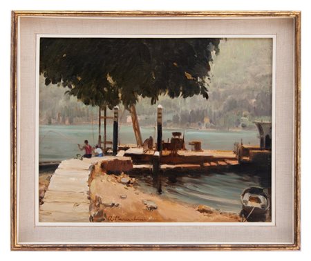 Achille Parachini Torino 1888-1970 Giornata di pesca, lago Maggiore