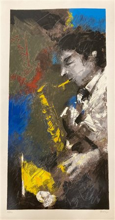 Francesco Toraldo JAZZ MAN serigrafia, cm 100x50; es. 73/150 firma e tiratura...