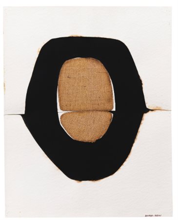 CONRAD MARCA-RELLI 1913 - 2000 UNTITLED signed, paper, combustion and burlap...