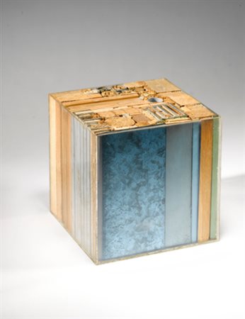 ALIGHIERO BOETTI 1940 - 1994 CUBO wood, rubber, paper, paperboard, carton,...