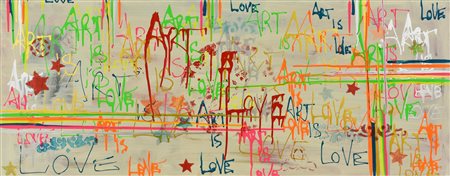 Keylo LOVE ART tecnica mista su tela, cm 57x140 sul retro: firma, titolo e...