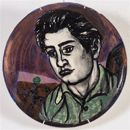 Antonio Zancanaro detto Tono (Padova 1906 – 1985), Piatto in ceramica raffigurante “Autoritratto”, 1952.