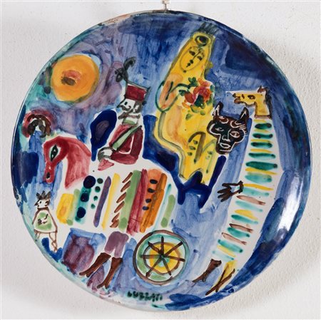 Emanuele Luzzati detto Lele (Genova 1921 – 2007), Piatto in ceramica.