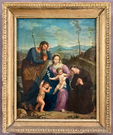 Giovanni Caliari Sacra Famiglia con San Giovannino e Sant'Antonio da Padova, oli