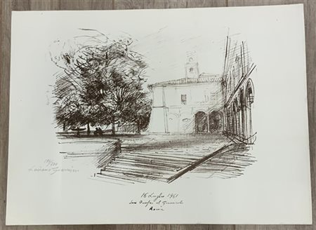 Luciano Guarnieri "San Onofirio al Gianicolo, Roma" 1961
litografia
cm 38x51
fir