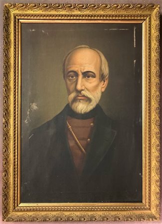 Coppia di riproduzioni su tela raffiguranti "Mazzini" e "Garibaldi" (cm 66x48)