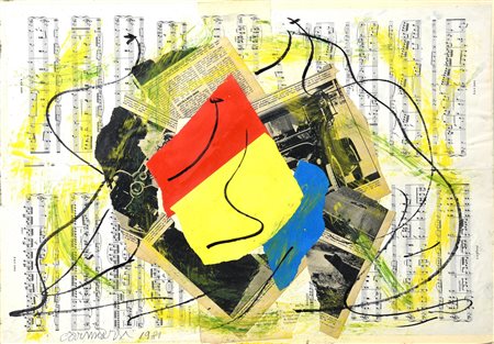 Arturo Carmassi SPARTITO collage, tempera e pastelli su cartone, cm 50x70...