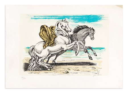 GIORGIO DE CHIRICO (1888-1978) - Cavalli sulla spiaggia, 1970