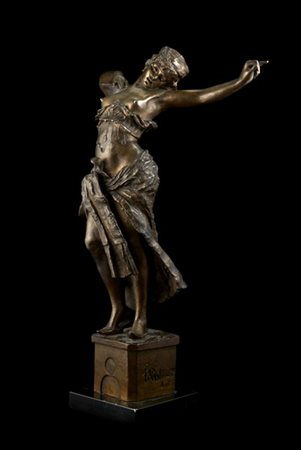 Firma indecifrata, secolo XIX "Danzatrice orientale" scultura in bronzo