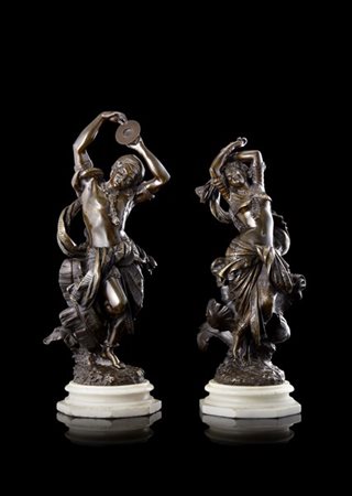 Francois Theodore Devaulx "Coppia di ballerini" sculture in bronzo 