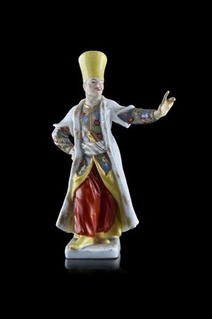 Manifattura di Meissen (attr.) Figura di turco con copricapo giallo in porcella