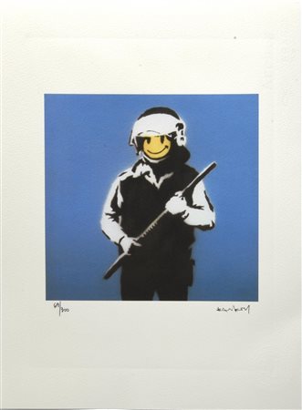 Da Banksy SMILING COPPER eliografia su carta Arches, cm 38x28,5; es. 69/300...