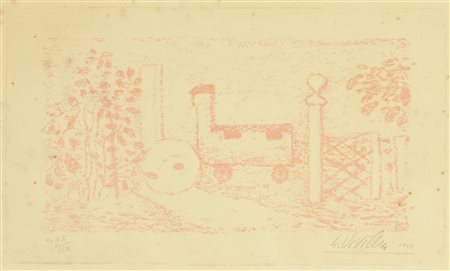 Giuseppe Viviani CORTILE litografia, cm 39x53; es. 42/110 firma e data...