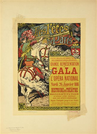 LES FETES DE PARIS litografia, cm 40x29 timbro a secco Imprimerie Chaix,...