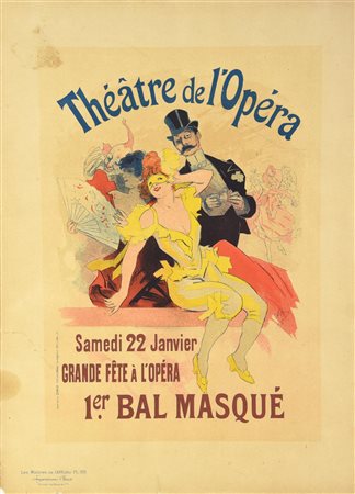 THEATRE DE L'OPERA - 1ER BAL MASQUE' litografia,cm 40x29 timbro a secco...