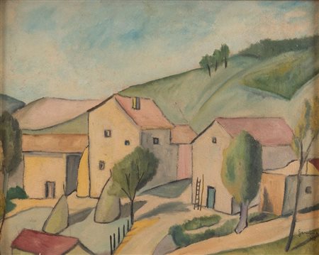 PIPPO GAMBINO (1935-2004) "Paesaggio", 1952. Olio su tela riportata su...