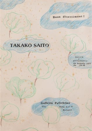 TAKAKO SAITO (Sabae 1929) "Buon divertiment", 1977. Tecnica mista su poster...