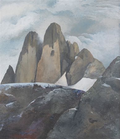 GRAZIELLA MARCHI (Milano 1932) "Le tre cime n. 4", 1997. Olio su tavola. Cm...