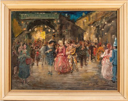 GIULIANO AMADORI (Bologna 1883 - 1972) "Festival della vita", 1951. Olio su...