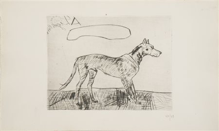 ANTONIO LIGABUE (Zurigo 1899 - Gualtieri 1965) "Cane", 1966. Puntasecca su...