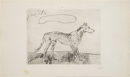 ANTONIO LIGABUE (Zurigo 1899 - Gualtieri 1965) "Cane", 1966. Puntasecca su...