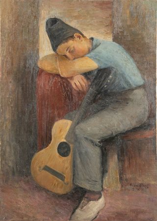 ARMANDO BALDINELLI (Ancona 1908 - Johannesburg 2002) "Ragazza con chitarra",...