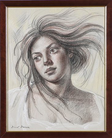 DECCA DINO (1935 - 2005) Ritratto di donna. pastello a olio su carta. Cm...