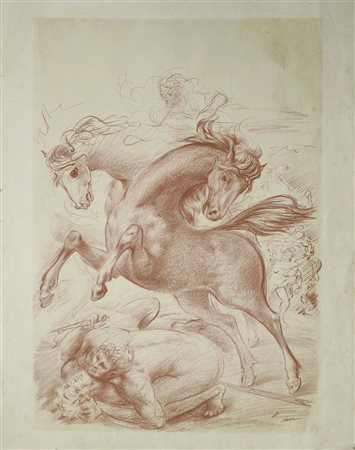SASSU ALIGI (1912 - 2000) La morte di Patroclo. Litografia. Cm 25,00 x 31,50.