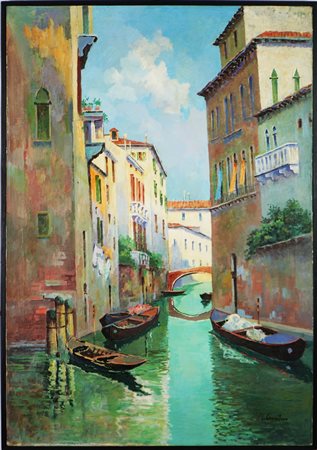 CONSOLARO NINO (1923 - 1983) Venezia. 1958. Olio su tela . Cm 69,80 x 100,00....