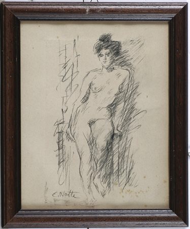 NOTTE EMILIO (1891 - 1982) Nudo di donna. Carboncino su carta. Cm 23,00 x...