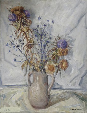 MATTIOLI ARMENO (n. 1920) Vaso di fiori. 1966. Olio su tela . Cm 50,00 x...