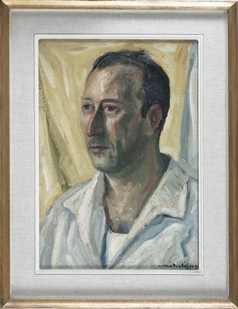 MATTIOLI ARMENO (n. 1920) Ritratto di uomo. 1967. Olio su tela . Cm 35,00 x...