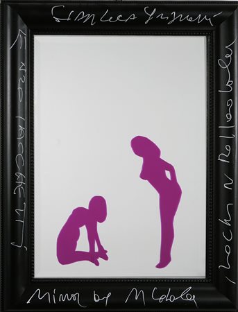 LODOLA MARCO (n. 1955) Mirror. Tecnica mista su specchio. Cm 80,00 x 100,00 x...