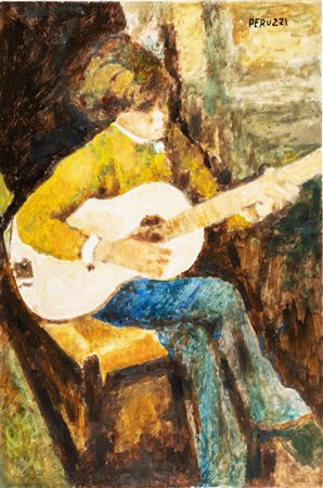 Cesare Peruzzi (Montelupone 1894 – Recanati 1995), “Suonatore di chitarra”.